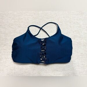 Express Womens Blue Bikini Top Strappy Tie Back Medium Summer Beach Resortwear